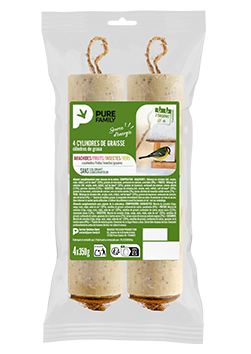 4 cylindres de graisse : arachides / fruits / insectes / vers